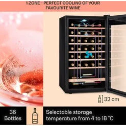 Klarstein Vinamour 32 Uno Wine Fridge 1 Zone 95 L / 36 Bottles 4-18°C Touch -Home Appliance Store 96890172 3