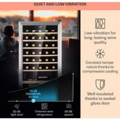 Klarstein Vinamour 32 Uno Wine Fridge 1 Zone 95 L / 36 Bottles 4-18°C Touch -Home Appliance Store 96890172 4