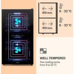 Klarstein Klarstein Shiraz 29 Duo Wine Fridge 2 Zones 80L/29 Bottles 5-22°C Touch Black -Home Appliance Store 96893959 3