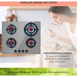 Klarstein Firetale Gas Hob 4-Burner 60 Cm Aluminium Burner Natural Gas/Propane Incl. Hose And Pressure Reducer -Home Appliance Store 96900302 3