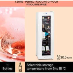 Klarstein Shiraz 12 Slim Uno Wine Fridge 32l/12 Bottles Touch 85 W 5-18 °C LED -Home Appliance Store 97186125 3