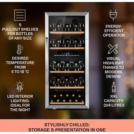 Klarstein Vinamour 66 Duo Wine Fridge 2 Zones 204 L / 79 Bottles 5-18°C Touch 4 Klarstein Vinamour 66 Duo Wine Fridge 2 Zones 204 L / 79 Bottles 5-18°C Touch - Image 2