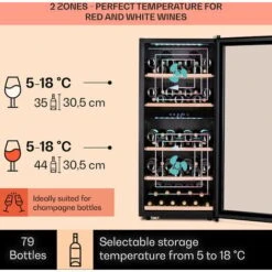 Klarstein Vinamour 66 Duo Wine Fridge 2 Zones 204 L / 79 Bottles 5-18°C Touch 9 Klarstein Vinamour 66 Duo Wine Fridge 2 Zones 204 L / 79 Bottles 5-18°C Touch -Home Appliance Store 97224518 3