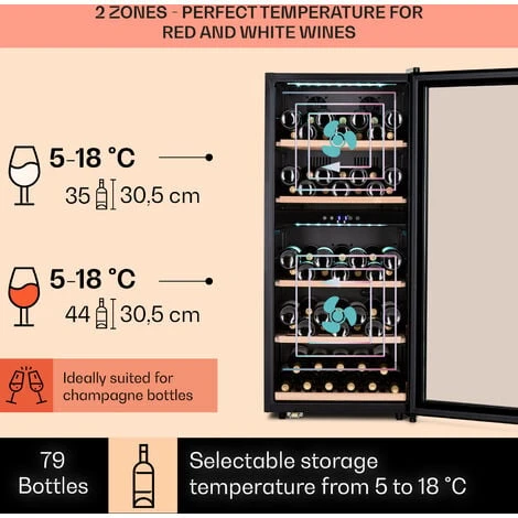 Klarstein Vinamour 66 Duo Wine Fridge 2 Zones 204 L / 79 Bottles 5-18°C Touch 5 Klarstein Vinamour 66 Duo Wine Fridge 2 Zones 204 L / 79 Bottles 5-18°C Touch - Image 3