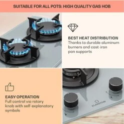 Klarstein Firetale Gas Hob 2-Burner Aluminium Burner Natural Gas/Propane Incl. Hose And Pressure Reducer -Home Appliance Store 97224695 4